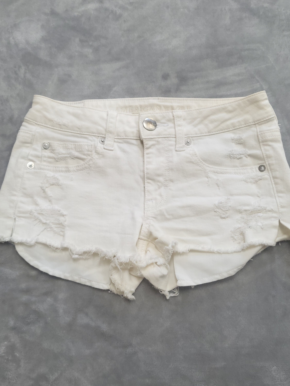 White Distressed Low Rise Women’s Denim Shorts